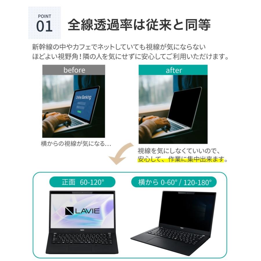 LOE(ロエ) 覗き見防止フィルム パナソニック レッツノート SR/QR 12.4型 プライバシーフィルター 薄型マグネット式 ( 12.4インチ 3:2 )｜loe｜04