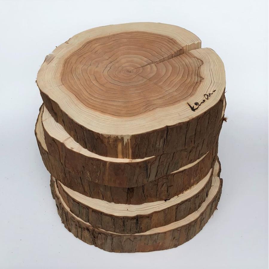 杉　丸太皮付きスライス（小　5枚セット） |  | 01