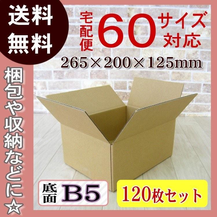 ロジマート ダンボール 段ボール 60サイズ(265×200×125 K5) 120枚 茶色