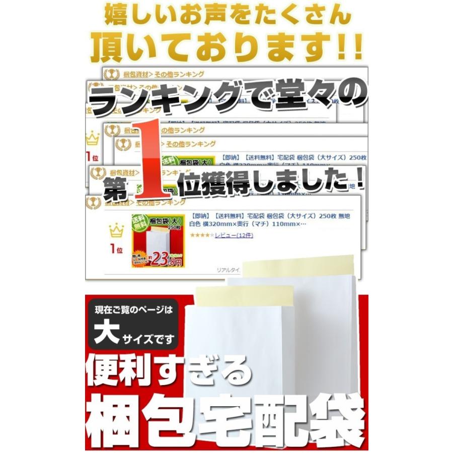 宅配袋 梱包袋（大サイズ） 25枚 無地 白色 横320mm×奥行（マチ）110mm