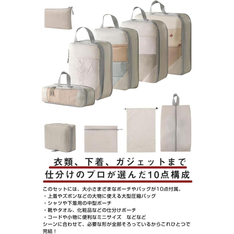 トラベルポーチ 10点セット 旅行用収納ポーチ 衣類収納 シューズバッグ