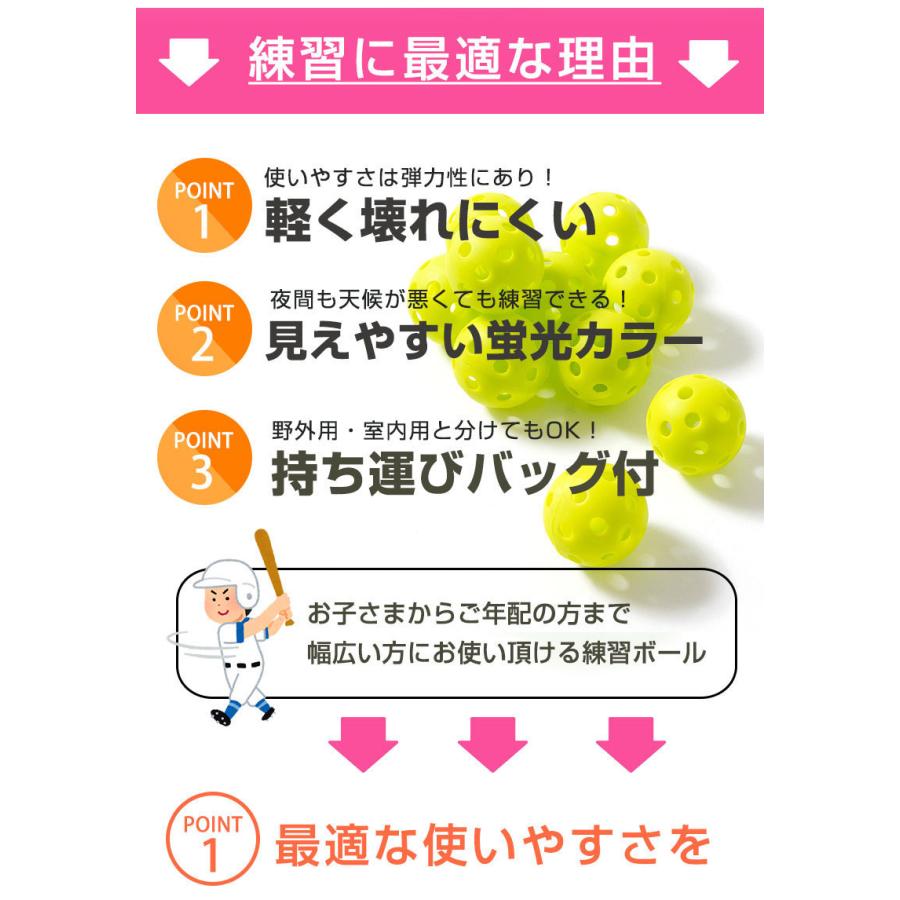 野球 バッティング 練習用 ボール ミニサイズ 穴あきボール 60個セット