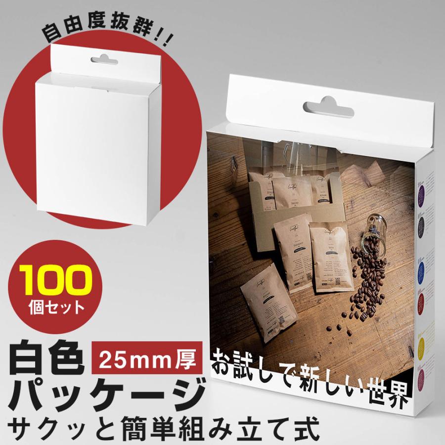 白箱 【100個】 25mm 無地 ホワイト パッケージ 組み立て ギフトボックス 商品パッケージ 釣り下げ｜logic-products