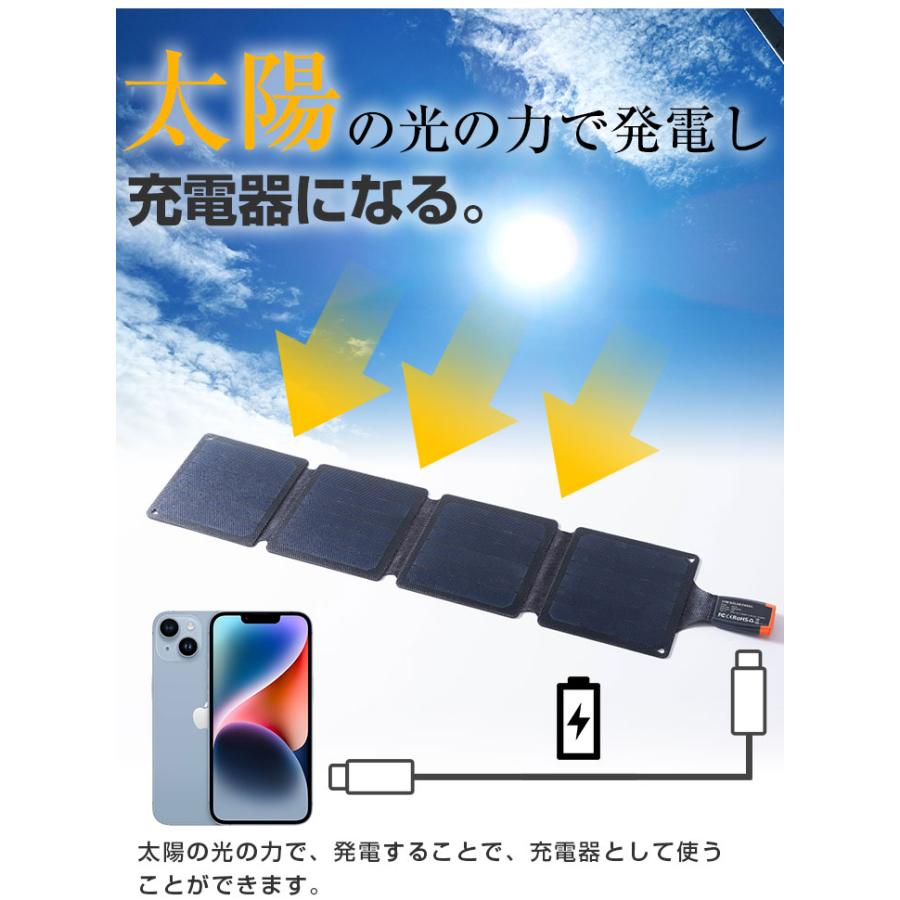 スマートソーラーパネル 15W アウトドア コンパクト 充電器 スマホ充電 iphone充電｜logic-products｜03