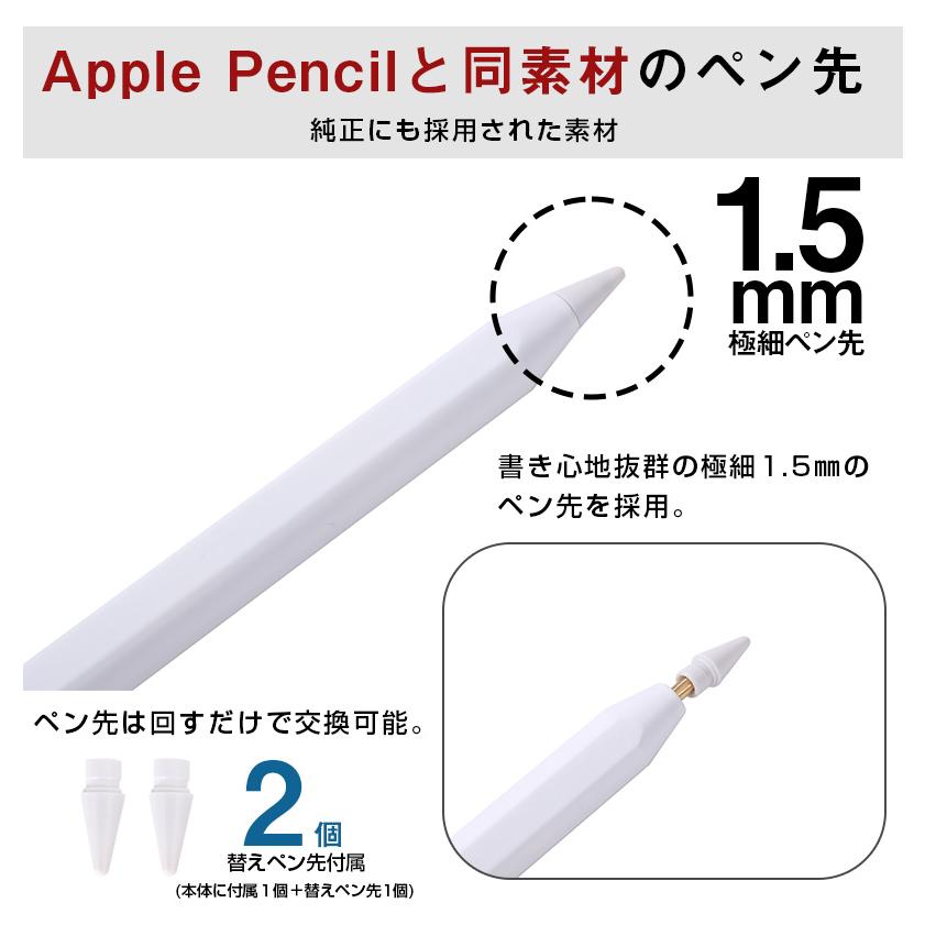 タッチペン iPad ペンシル スタイラスペン 極細 Type-C充電 パーム