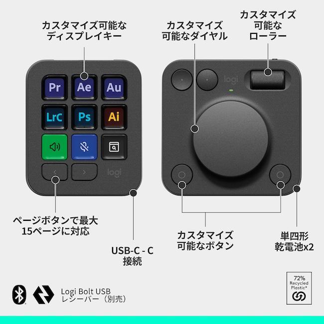 logicool ロジクール MX クリエイティブ コンソール 左手 logicool ロジクール MX クリエイティブ コンソール 左手