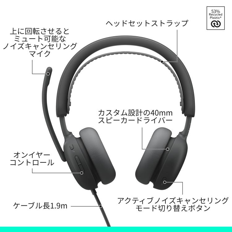 logicool（ロジクール） ヘッドセット ZONE WIRED 2 ZONEWIRED2GR 有線