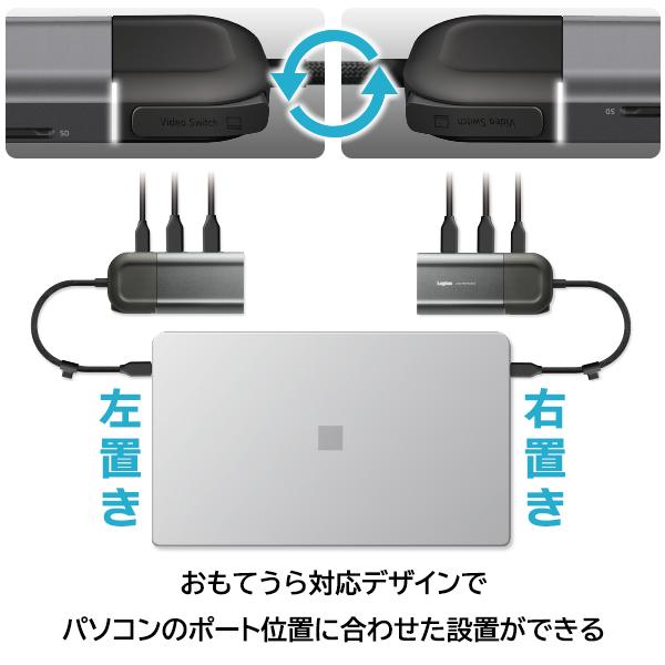 画面 ON OFF機能搭載 ドッキングステーション Type-C USBハブ 8in1 HDMI Type-A USB PD LAN microSD カード―リーダー VGA 4K LHB-LPMWP11U3SS new ypp｜logitec｜07