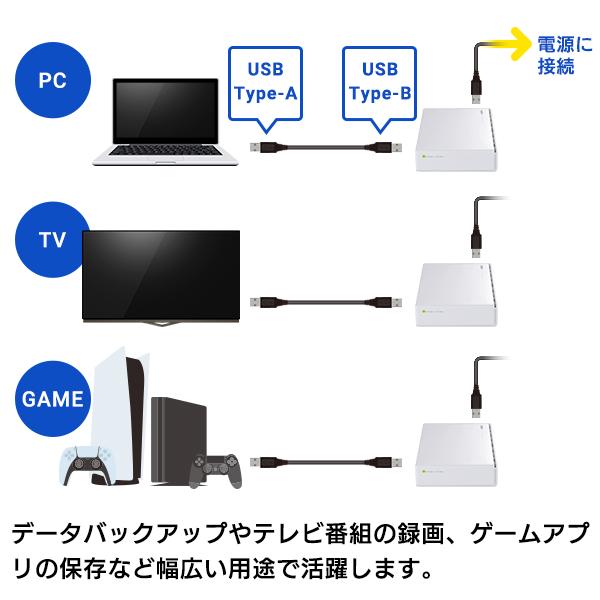 外付け HDD ハードディスク 8TB 大容量 テレビ録画 パソコン PS4 / PS5 対応 3.5インチ Win11 USB3.1(Gen1) / USB3.0 ロジテック LHD-EN80U3WSWH | ロジテック | 01