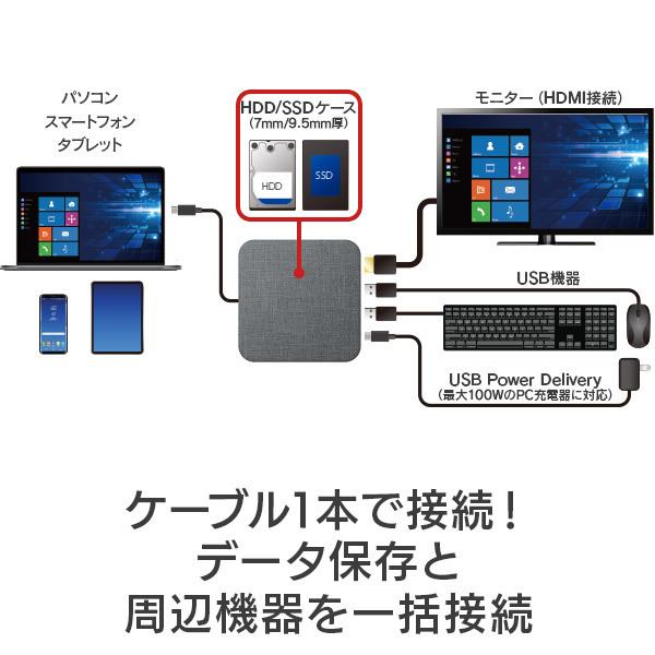 ドッキングステーション USB ハブ 増設 Type-C / USB 3.2 Gen1 / USB 3.1 Gen1 / HDMI Type-A / 2.5インチ HDD SSD 2TB ロジテック LHR-LDHUWPDD t｜logitec｜02