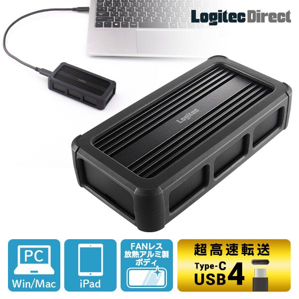 USB 4 SSD ケース 外付け M.2 NVMe R:3,800MB/s M-Key B&amp;M-Key Type-C PCIe トンネリング 40Gbps 4TBまで PS5 PS5Pro Mac iPad Pro LHR-LPNVWU4CD（Yahoo!・ロジテックダイレクトYahoo!ショッピング店）