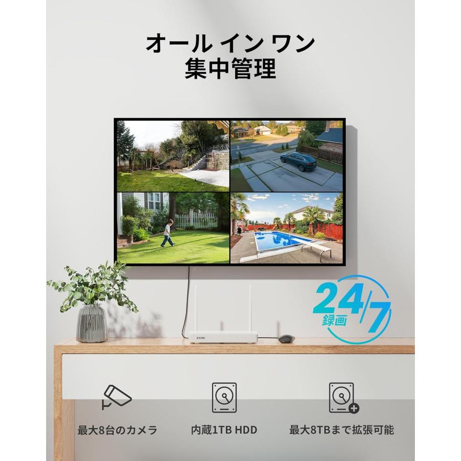 防犯カメラ屋外 500万 360°パンチルト首振り wifi AI人型・車両・動体