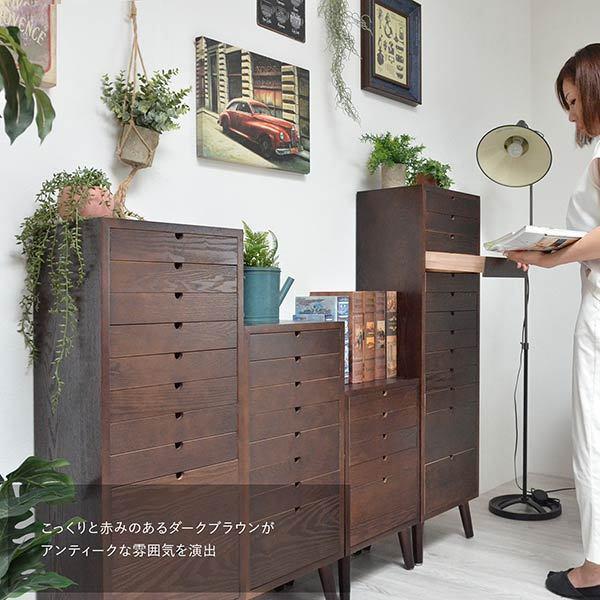 引き出し 収納 スリム 10段タイプ 幅36cm 木製 多段チェスト ネームプレート付き リビング収納 書棚 収納棚 書庫_12