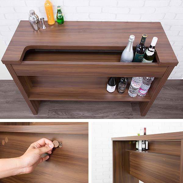 カウンターテーブル 収納 高さ91.5cm 幅120cm 木製 カウンター バー