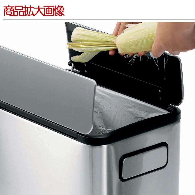 ゴミ箱 エコフライ おしゃれ 2分別 キッチン 幅27.5cm 左右開き EKO ステンレス 40L（20l_20l） 家庭用 業務用_4