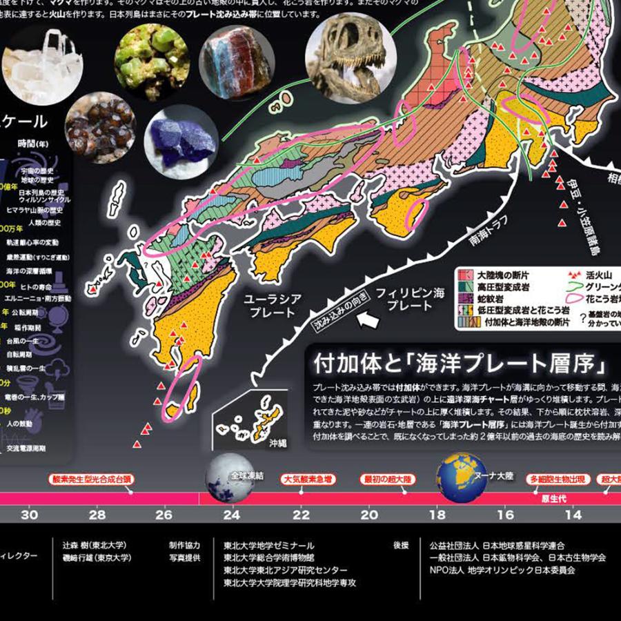 ポスター 日本列島7億年 A2判 地図 日本地図 地理 地層 プレート 地質 岩石 鉱物 化石 地殻変動 知育 学習教材 学習｜lohasshop-y｜07