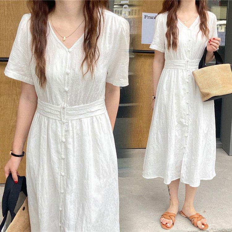 レディース 40代 ワンピース きれいめ New 春夏 半袖ワンピース 白 Vネック Aラインスカート オシャレ 韓国風 大人上品 お出かけ 結婚式ドレス Zyf Lohas2号店 通販 Yahoo ショッピング