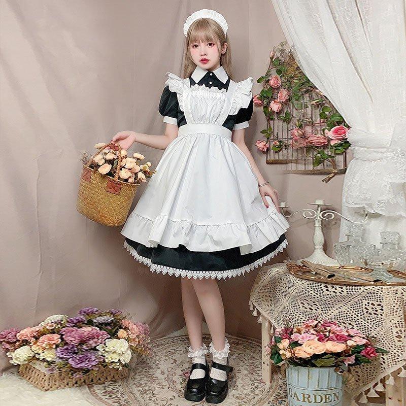 メイド ワンピース ロリータ コスプレ 可愛い メイド喫茶 メイドカフェ 制服 エプロン レディース 3点セット 衣装 ロリィタ Lolita Lo Lohas Hal Shop 通販 Yahoo ショッピング