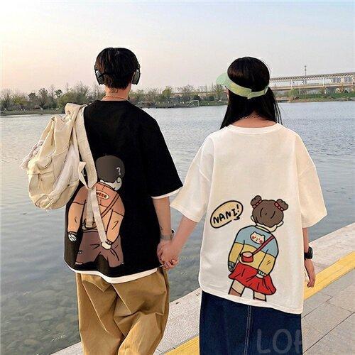 Lohashal Shopカップル ペア Tシャツ ブランド ペアルック カップル 春夏 服 メンズ 半袖 レディース おしゃれ 可愛い 綿 贈答品