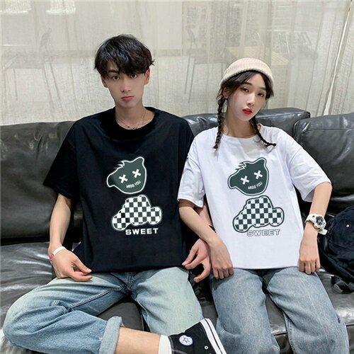 Lohashal Shopカップル ペア Tシャツ ブランド ペアルック カップル 春夏 服 メンズ 半袖 レディース おしゃれ 可愛い 綿 激安特価