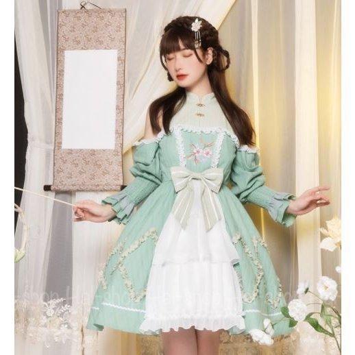 卸し売り購入 花柄 フレア ショート丈 ドレス 長袖 オフショルダー ワンピースのみ ミニワンピース 甘ロリ 春夏 刺しゅう 撮影 サイズ豊富 大きいサイズ モチーフ フラワー ゴシック ロリータ服 サイズ S Garces Org