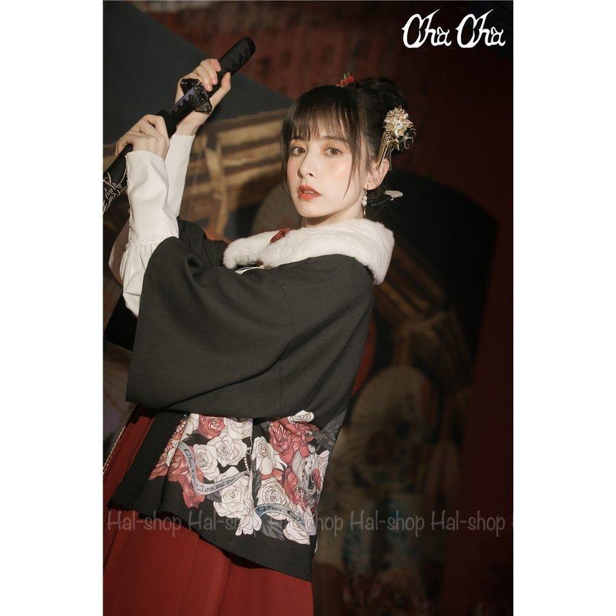 人気ブランド 和風 和ロリ ゴスロリ カラス 薔薇 ドクロ 薄手 上着 羽織風 和風 即納 Nyanya ロリータ 華ロリ ロリィタ ロリータファッション 上着のみ クラシカル ゴシック ロリータ服 サイズ F Raffles Mn
