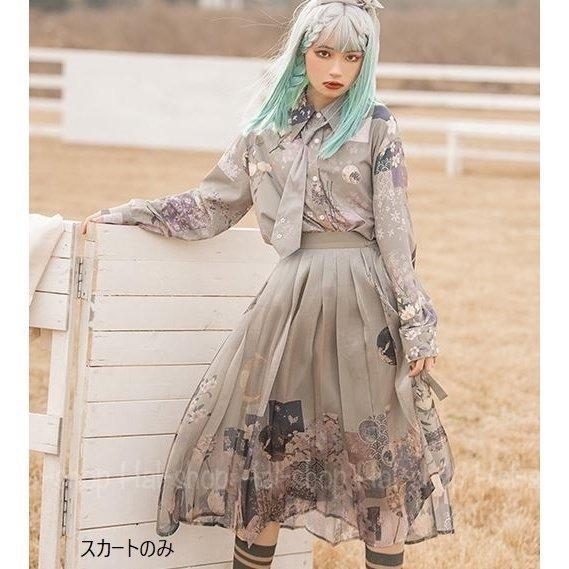 3色 Nyanya 華ロリスカート 春夏 花柄 フラワー ミディアム ミディアム フレア 花柄 アシンメトリー ミディアム アシメ 宮廷風 サイズ豊富 エレガント ボトムス ひざ プリント Lohas Hal Shop 大きいサイズ Lolit 法人様価格