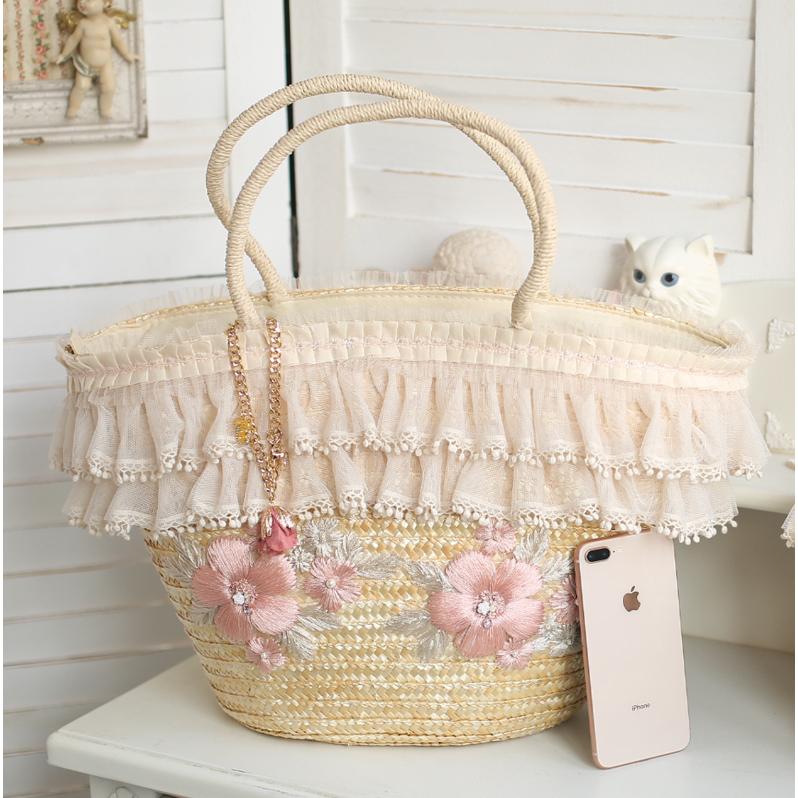 ラッピング不可 かごバッグ Lolita ロリータ Sweetdreamer ナチュラル バスケット フラワー 刺しゅう お花 花柄 レース フリンジ タッセル トートバッグ かわいい 春夏 トレンド Aynaelda Com