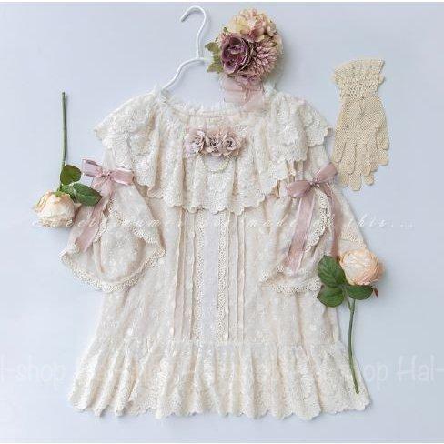 贅沢屋の Sweet Dreamer 袖フリル 五分袖 半袖 お花 花柄 お花 花柄 小花柄 フリル リボン クラロリ クラシカルロリータ 姫ロリ 甘ロリ ブラウス ロリータファッション ゴシック ロリータ服 サイズ F Binghamtonhots Com