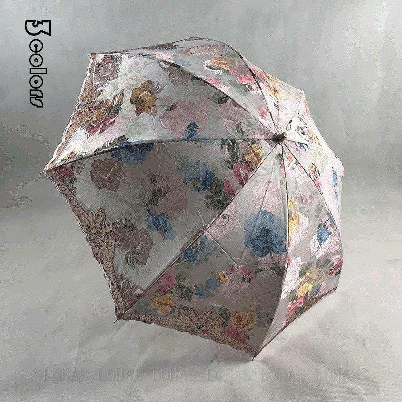 60 Off 折り畳み New レディース 日傘 花柄 折りたたみ傘 レディース 刺繍 日傘 折りたたみ傘 花柄 折り畳み 手動傘 刺繍 遮熱 完全遮光 紫外線対策 Uvカット 8本骨 女性用 可愛い 傘袋付き オシャレ 折りたたみ傘 2つ折 子ども用ファッション小物