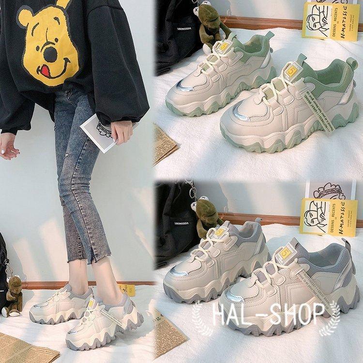 ダッドスニーカー レディース 厚底 スニーカー ローカット スポーツ 厚底靴 運動靴 通学 10代 代 柔らかい 痛くない 靴 ダッドシューズ 可愛い 身長アップ Ss1 Lohas Hal Shop 通販 Yahoo ショッピング