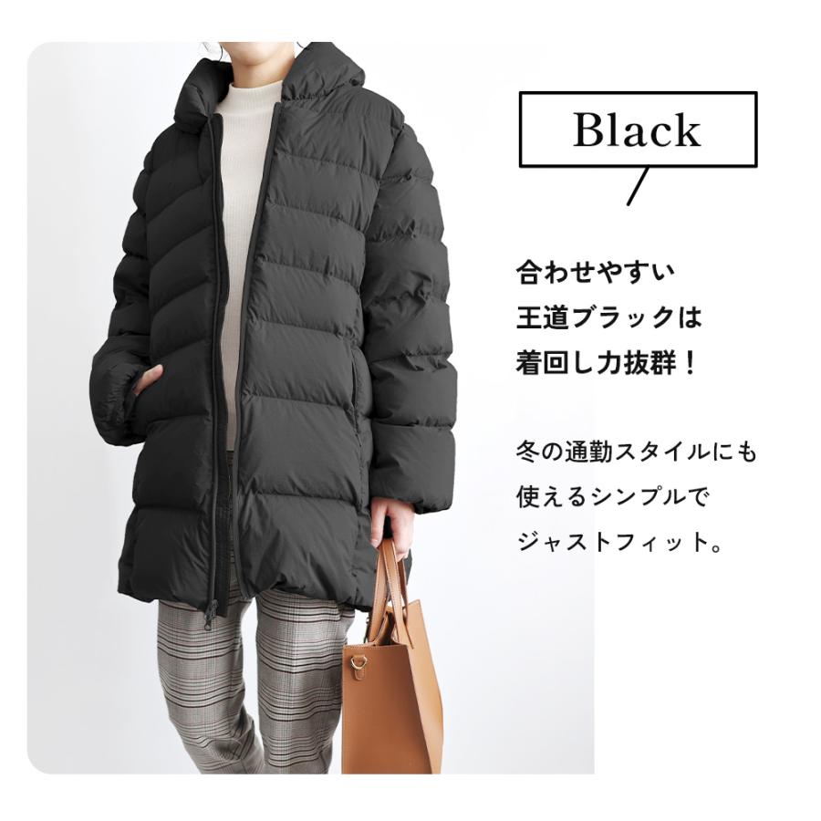 ダウンコート レディース ダウン90％ ブラック トープ ダウン コート 