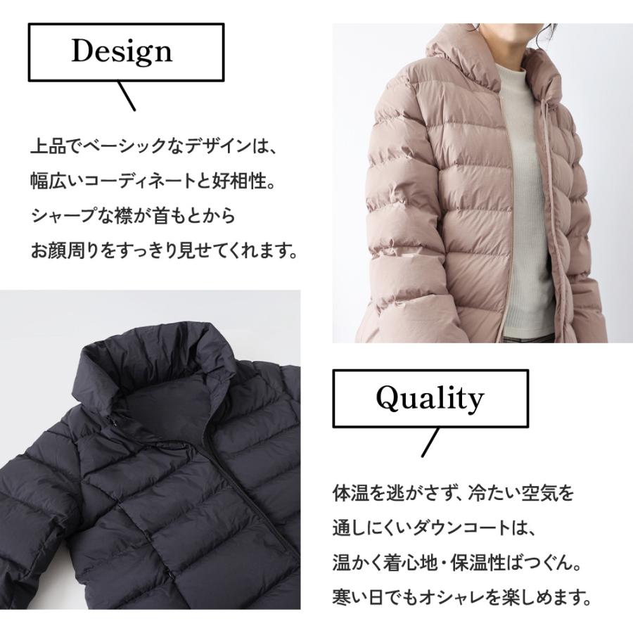 ダウンコート レディース ダウン90％ ブラック トープ ダウン コート