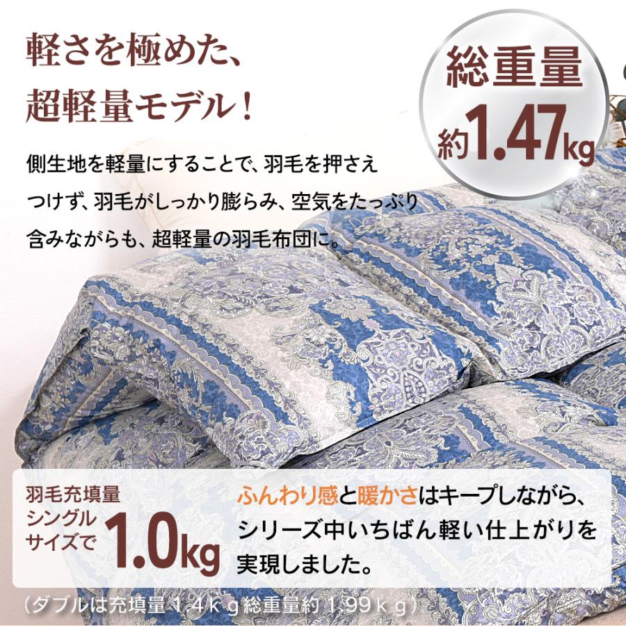 軽量ダウン羽毛掛け布団ダウン90％ シングルサイズ 150×210cm