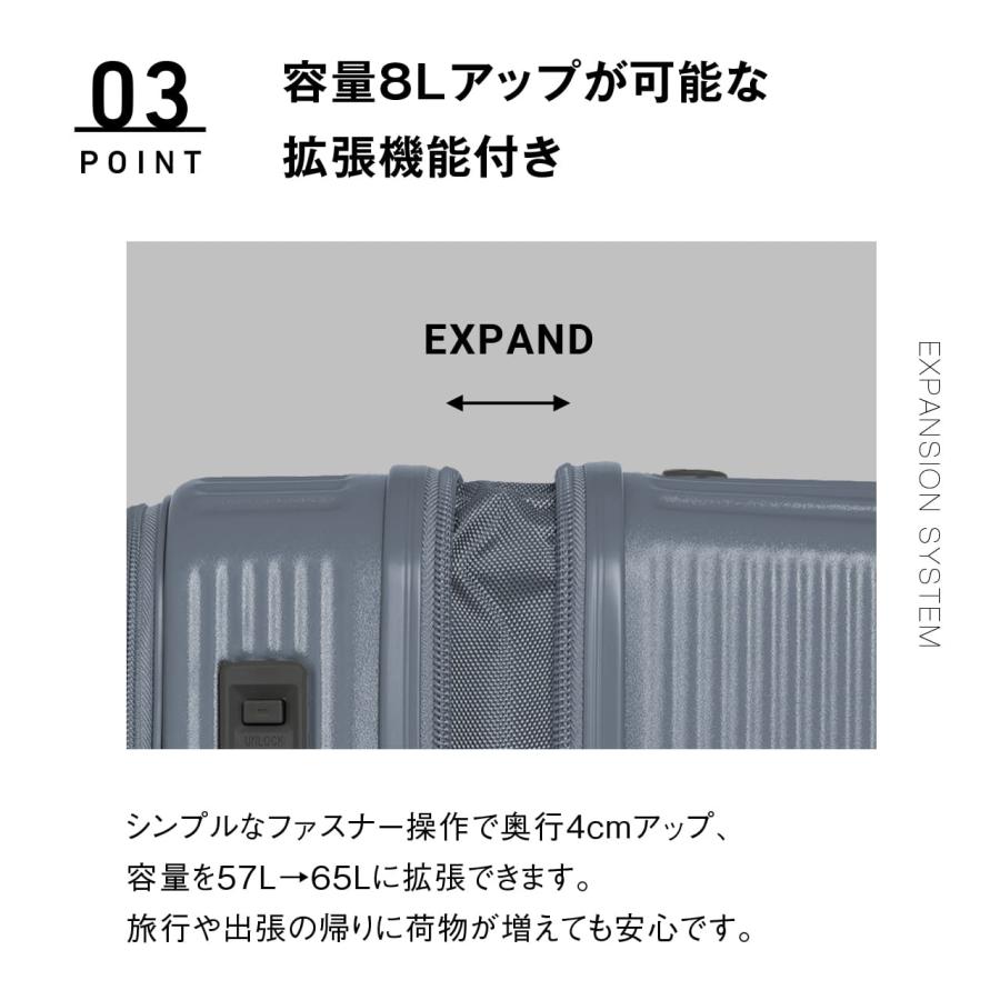 oltimo（オルティモ） OT-0875-57 スーツケース キャリーケース Mサイズ 57L／拡張65L ストッパー付 BOXタイプ ...