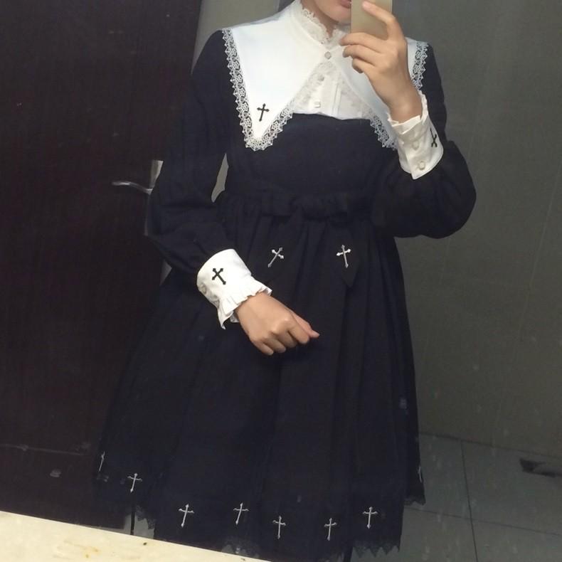 ロリータ 修道女ワンピース 十字架 ゴスロリ 襟取り外し可 クロス ハイウエスト Aライン ゴシックロリィタ 黒ロリ ロリータドレス Cnalb111 Luxury ラグジュアリ 通販 Yahoo ショッピング