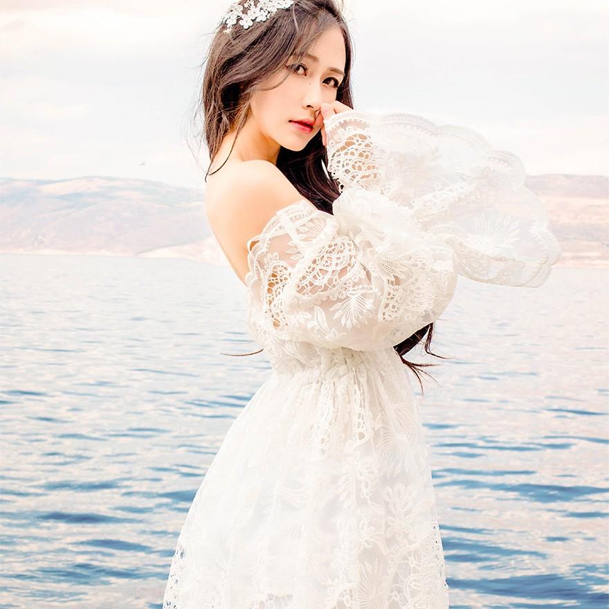 在庫限り ロリータワンピース ロリータドレス Lolita ロリィタ ロリータ 総レース ロングドレス オフショルダー オフショル 透け感 姫袖 長袖 ホワイト S M L 正規品 Www Cepici Gouv Ci