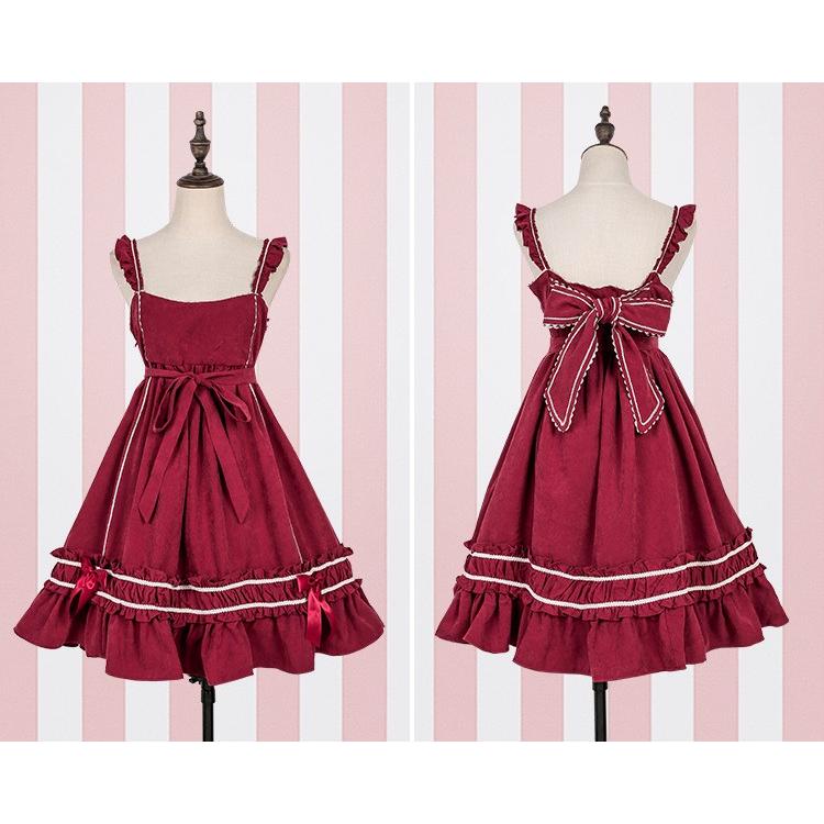 即納 現品限り ロリータ服 バックリボン ジャンスカ シンプル 甘ロリ