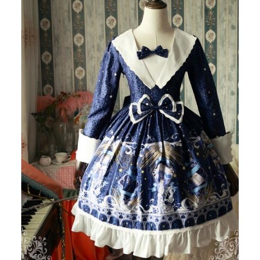 ロリータ Magic Tea Party セーラー服風 エンジェルプリント 長袖 ワンピース 編み上げ リボン カフス Ik02 Luxury ラグジュアリ 通販 Yahoo ショッピング