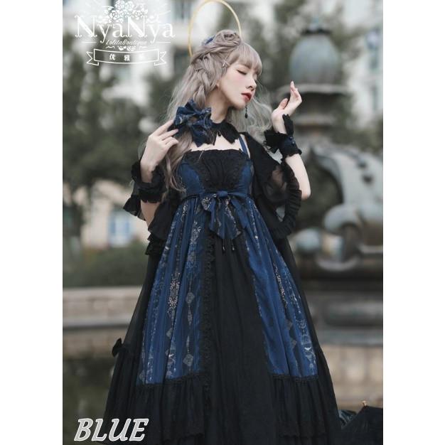 希少 納期30日 ロリータ Nyanya ブランド フリルフロント リボンキャミソール ジャンパースカート クラシカル ゴシック Jsk ロリータ ファッション ミモレ丈 輝く高品質な Www Tiebreak Fr