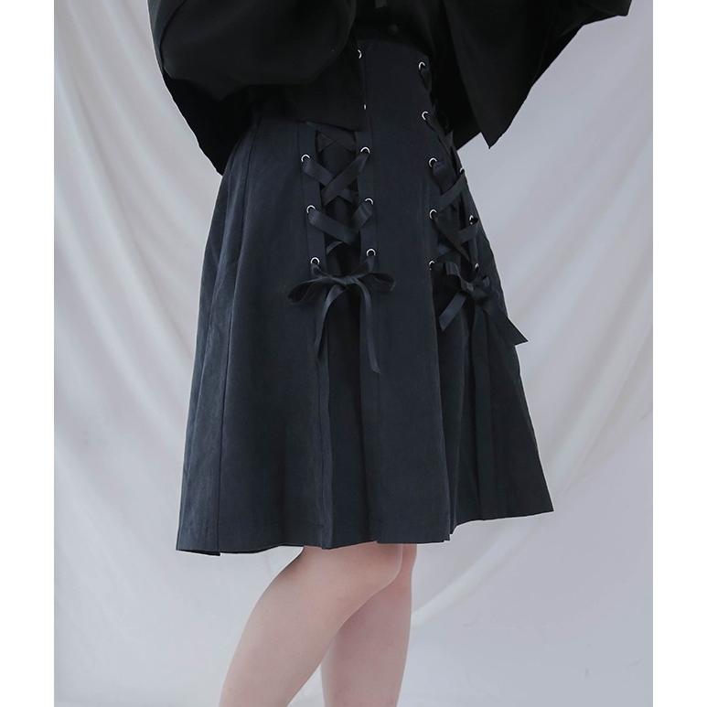 ロリータ Dolly Delly サイドレースアップ スカート 膝丈 原宿系 ロリィタ ゴスロリ 編み上げ リボン かわいい プリーツ ハイウエスト ロリータファッション Loli1116 Luxury ラグジュアリ 通販 Yahoo ショッピング