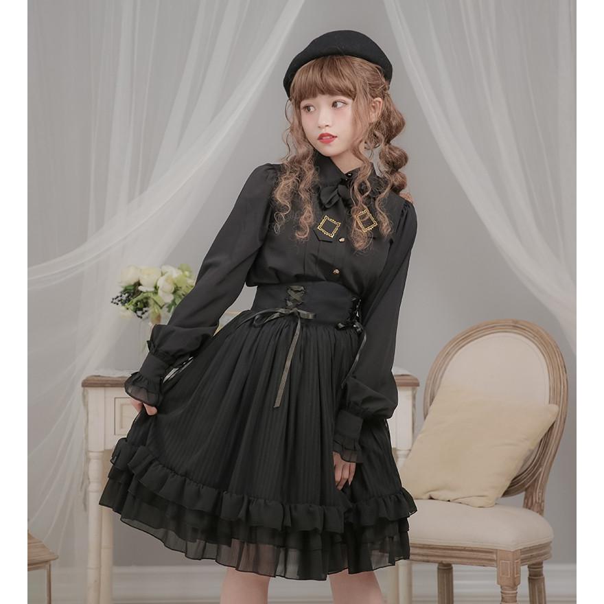 長袖 クラロリ レディース Loli1214 Delly Dolly ブランド ロリータ ブラウス フリル ブラウスのみ レディース リボンタイ付き 透け感 Luxury ラグジュアリ 姫ロリ ロリータ ロリータファッション 薄め クラロリ