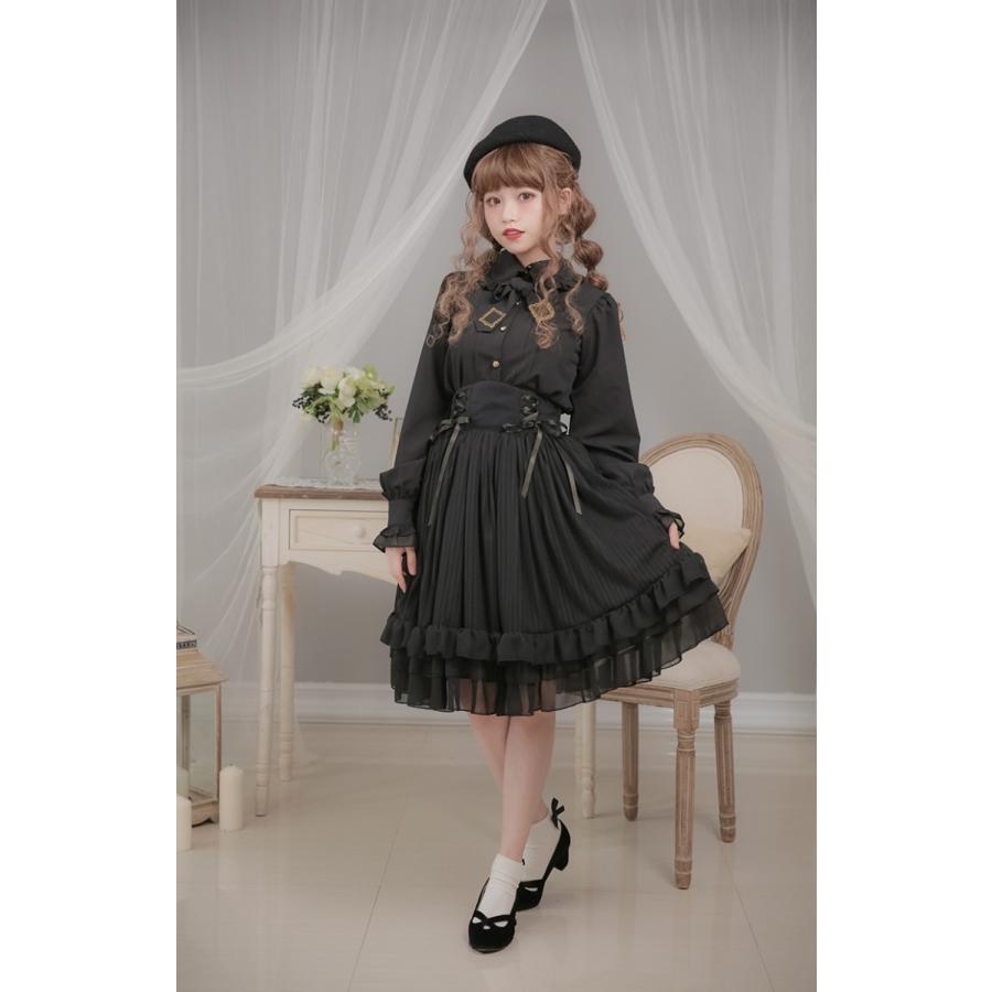 長袖 クラロリ レディース Loli1214 Delly Dolly ブランド ロリータ ブラウス フリル ブラウスのみ レディース リボンタイ付き 透け感 Luxury ラグジュアリ 姫ロリ ロリータ ロリータファッション 薄め クラロリ