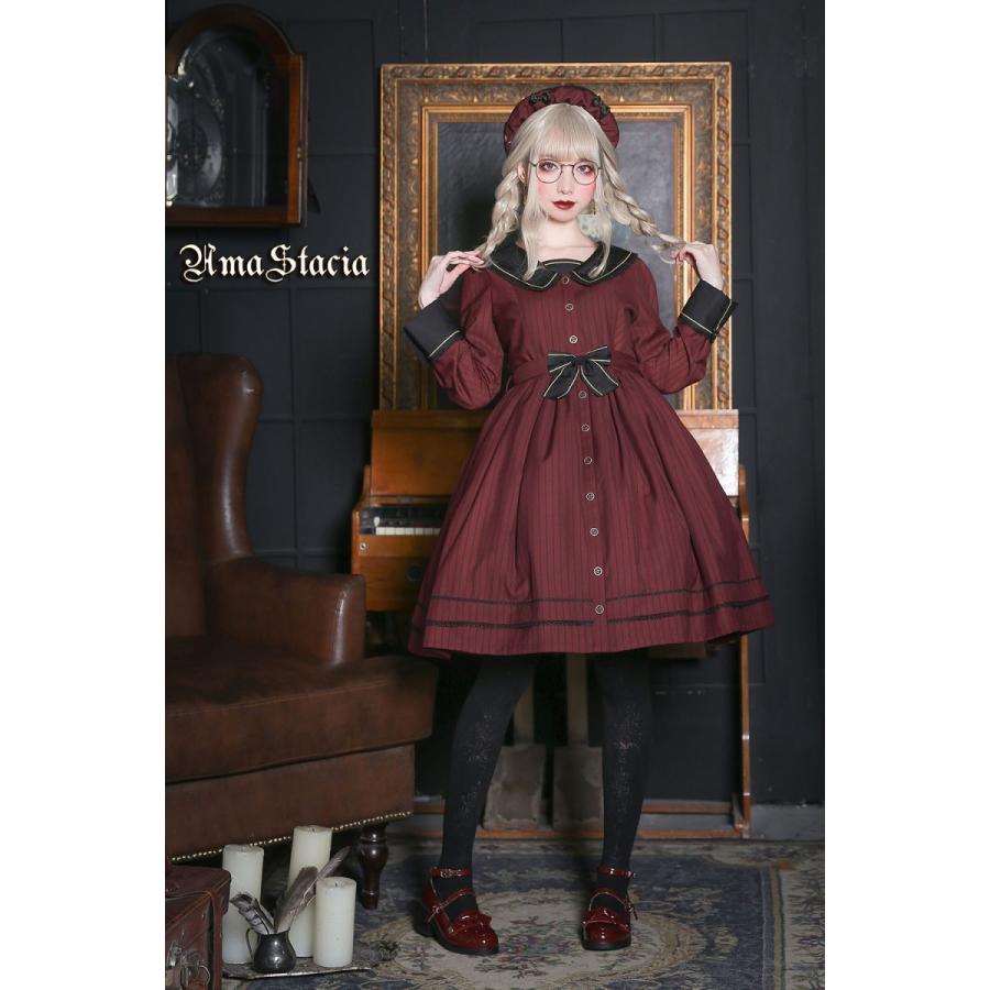 Amastacia ワンピース リボン ベルト付き 制服風 長袖 クラシカル クラロリ お嬢様 お茶会 ロリータ ストライプ Loli1257 Luxury ラグジュアリ 通販 Yahoo ショッピング
