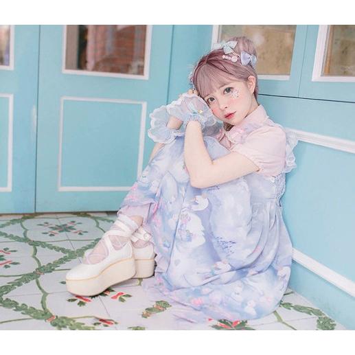 白鳥の湖 リボン ジャンスカのみ フリル ゆめかわ 甘ロリ ドールワンピース 春夏 ロリータ かわいい フリル 春夏 ジャンパースカート リボン Loli1626 Luxury ラグジュアリ