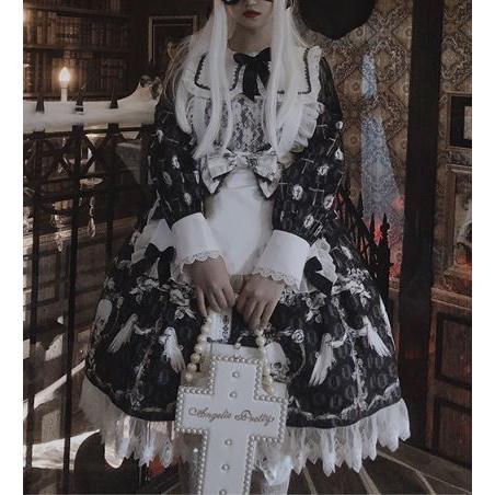 ロリータ ワンピース 2色 Diamondhone ブランド ゴシック ミディアム フリル プリント 長袖 春夏 メイド ロリータファッション Loli69 Luxury ラグジュアリ 通販 Yahoo ショッピング