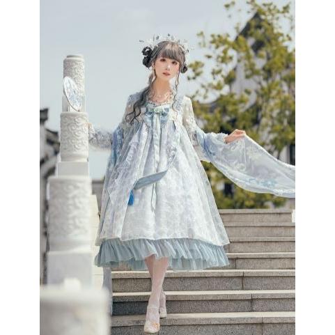 ロリータ カーディガン2色 ブルー アイボリー レース チュール ロング ガウン 羽織り 透け感 春夏 ロリータファッション Loli87 Luxury ラグジュアリ 通販 Yahoo ショッピング