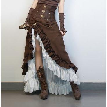 一部即納 スチームパンクスカート アシンメトリー Steampunk ブラウン ロング フリル レザー調 春 コスプレ ゴスロリ ロリータファッション Loli2118 Luxury ラグジュアリ 通販 Yahoo ショッピング