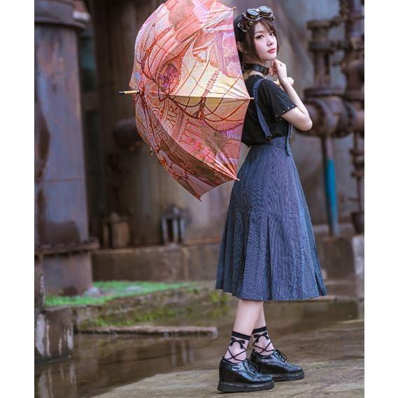 ロリータ服 ロリータファッション スチームパンクチェックスカート 2枚