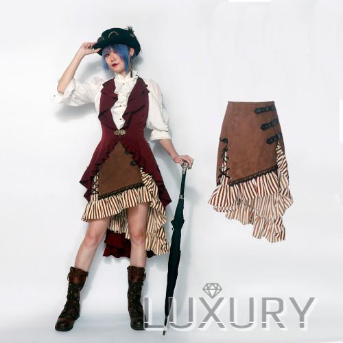 スチームパンクスカート スエード調 ブラウン ベルト ミニ タイト フリル ストライプ アシメ ゴスロリ ロリータファッション Loli2146 Luxury ラグジュアリ 通販 Yahoo ショッピング